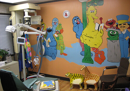 Sesame Street Mural - Pediatric Dentist in Bayside, NY